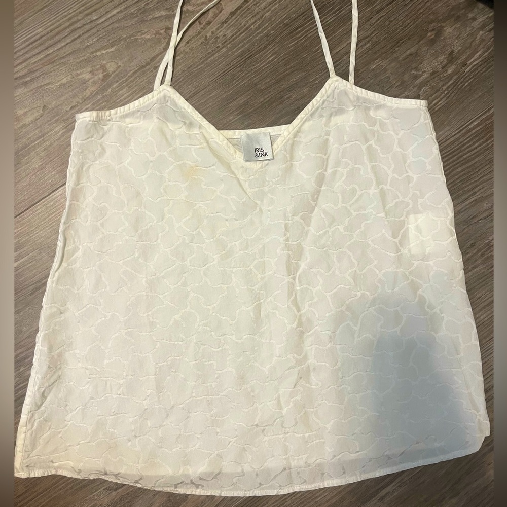Floral Stitched White Cami